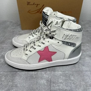 Vintage Havana Dream High Top Leather Sneakers White Pink Womens Sz 6.5 US Shoes - Picture 1 of 13