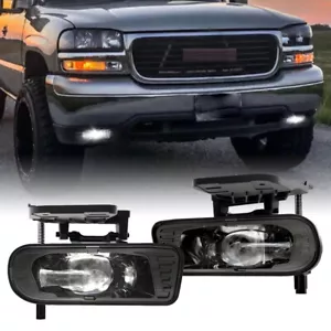2x For GMC 1999-2002 Sierra 1500/2500/3500 Clear Bumper Fog Lights W/ LED Bulbs - Picture 1 of 12