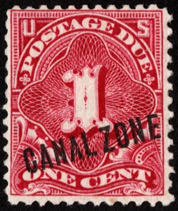 Canal Zone Stamp Scott # J1 Mint NH Fine - 1 Cent Carmine Rose Numeral of Value - Picture 1 of 1