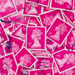 25 x Sellos postales Hot Pink, usados, británicos, 3p Machin - Imagen 1 de 1