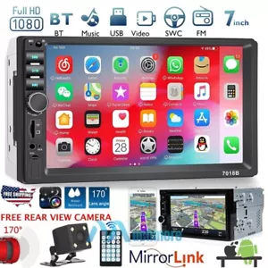 Double 2 Din 7" IOS/Android 13 Car Stereo GPS Navi Radio Bluetooth CarPlay w/Cam - Picture 1 of 20