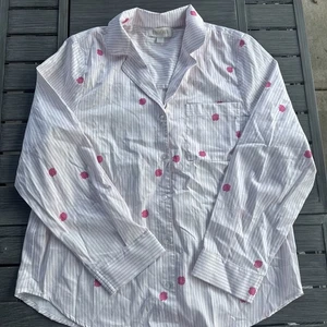 NOON By KIP 100% Baumwolle Gestreifter Pyjama Langarm in Rosa Streifen Medium Neu - Bild 1 von 4