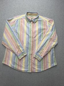 L.L.Bean Hemd Damen XL Pastell Mehrfarbig Gestreift Button Down Oxford Tasche - Bild 1 von 7