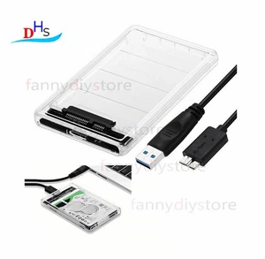 2.5" SATA USB 3.0 Clear Hard Drive Disk HDD SSD Enclosure External Laptop Case - Picture 1 of 8