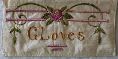 Bolso Bolso Bolso Guantes Bordado Vintage Circa 1910 Foto 1 de 4