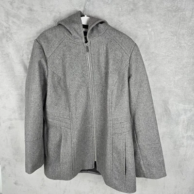 Abrigo Chaqueta de Invierno London Mezcla Lana Niebla Bolsillo con Capucha Cremallera Completa Gris Carbón XL Foto 1 de 4