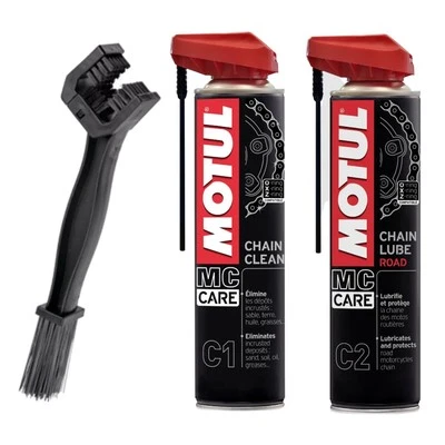MOTUL KIT PULISCI CATENA COMPLETO PER MOTO HONDA SPAZZOLA LUBRIFICANTI C1 C2
