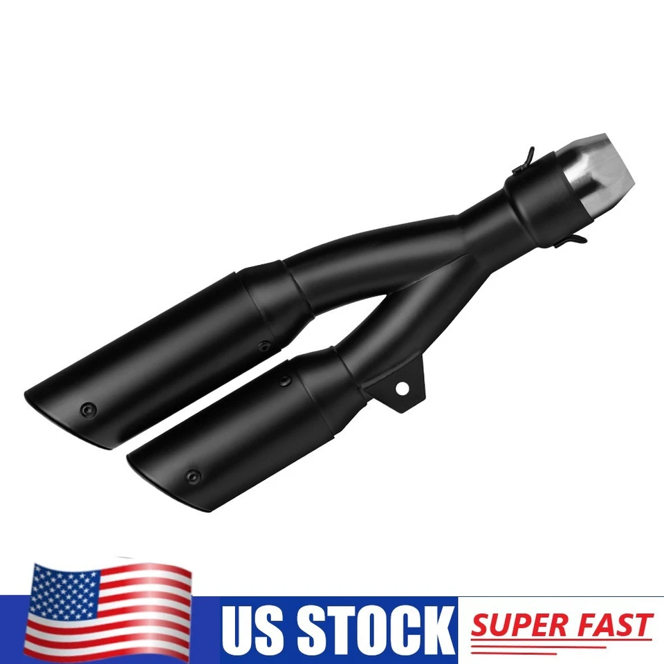 Slip On 38-51mm Dual Outlet Connection Muffler Exhaust Pipe  w/ Silencers Foto 1 de 4