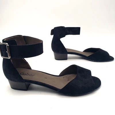 Sandalias Gabor de cuero negras con correa para el tobillo para mujer talla 5 nuevas sin caja Foto 1 de 4