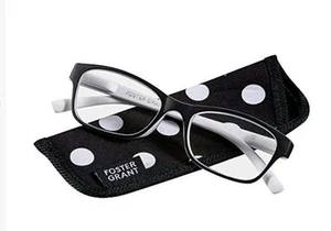 NUOVI occhiali da lettura FOSTER GRANT LUCILLE 1,75 custodia visione cristallo bianco nero - Foto 1 di 4