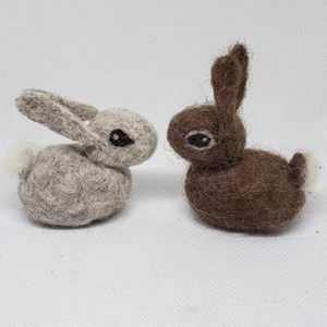 Unique Handmade Gift Needle Felted Wool Toy Miniature Bunny Rabbits 2" - Picture 1 of 6