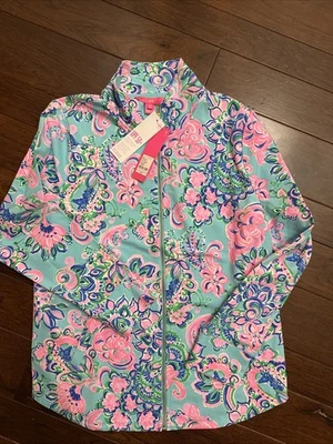 Lilly Pulitzer Largo Completo Cremallera Color Es Azul Horizonte Jungla Salida del Sol Damas L Foto 1 de 4