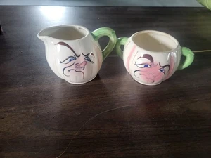 VINTAGE ANTHROPOMORPHES SAHNEKÄNNCHEN BÖSES GESICHT KERAMIK MID CENTURY MCM - Bild 1 von 3