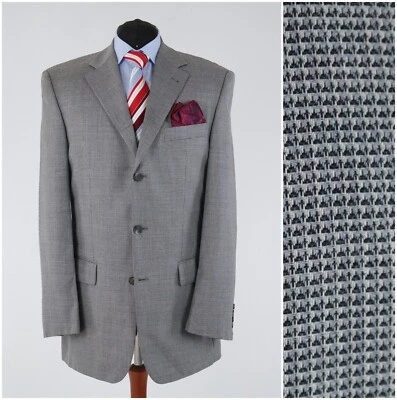 Mens PIERRE CARDIN Blazer 42L UK Size Check Grey Wool Sport Coat Vintage Jacket - Image 1 of 4