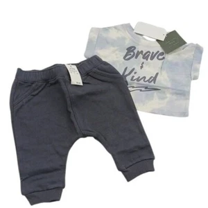 Grayson Mini Outfit Baby Boy Size 0-3 Months Blue Tie Dye Pants T Shirt Set - Picture 1 of 4