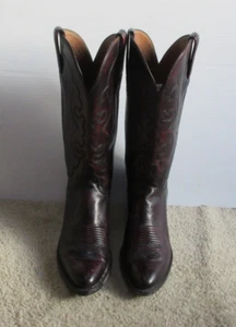 Lucchese Handmade E1605 Women's Black Cherry Leather Western Boots Size 6 B - Imagen 1 de 11