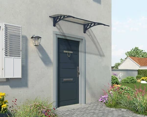Door Canopy 1.2x0.75m Awning Rain Shelter Front Back Porch Grey Frame Neo - Picture 1 of 8