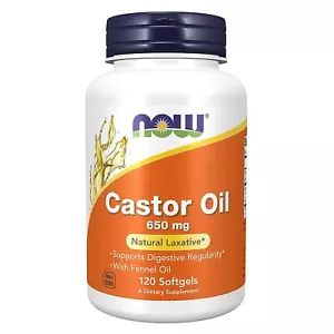 NOW FOODS Castor Oil 650 mg 120 Softgels - Picture 1 of 4