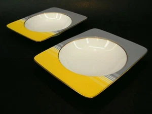 2 Pc DANiEL HECHTER YELLOW COMPLiMENTS MODERNiST RECTANGULAR SOUP CEREAL BOWL - Picture 1 of 6