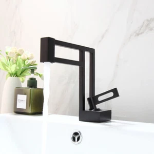 Bathroom Art Design Matte Black Basin Sink Mixer Tap 1 Handle/Hole Deck Mount - Picture 1 of 9