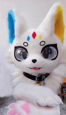 Fursuit Husky Fox Mascot (head + PAWS) Halloween Party Fur Cosplay 26# - Image 1 of 4