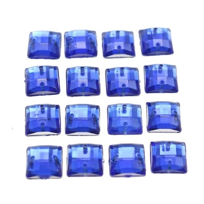 200 Royal Blue Flatback Acrylic Square Sewing Rhinestone Gems 10mm Sew On beads - Image 1 of 4