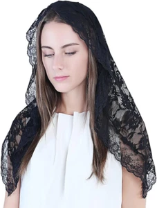 Lace Mantilla Catholic Chapel Veil Head Covering for Church Latin Mass - Picture 1 of 1