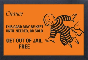 MONOPOLY GET OUT OF JAIL FREE 12x18 FRAME GELCOAT POSTER BOARD GAME VINTAGE GIFT - Picture 1 of 2
