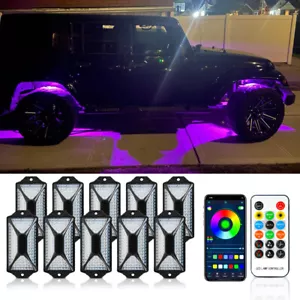 RGB LED Rock Lights Turn Signal Brake Underbody Wireless For Jeep Offroad Truck - Picture 1 of 15