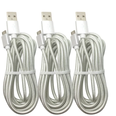 10英尺微型USB充电器数据同步电缆线适用于Android三星谷歌HTC LG — 第 1/4 张图片