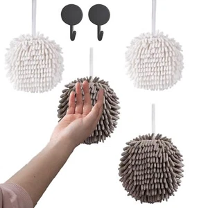 4 Pack Fuzzy Ball Hand Towel Absorbent Chenille Towels for Bathroom-Set Decor... - Picture 1 of 7
