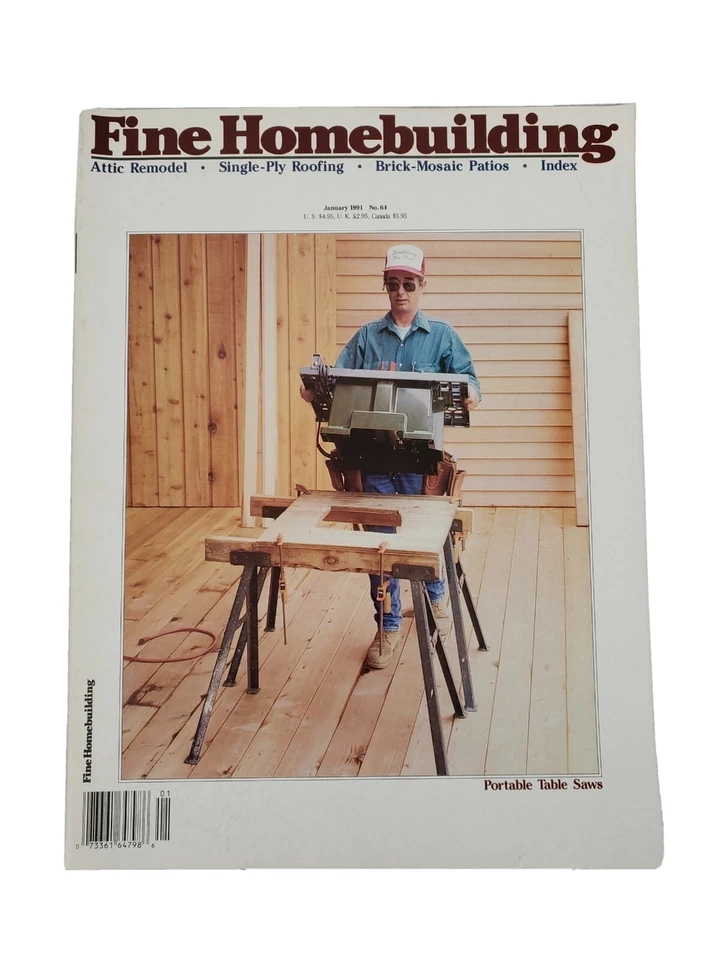 Fine Homebuilding Magazine January 1991 Attic Remodel Patios SIngle Ply Roofing - Image 1 of 1
