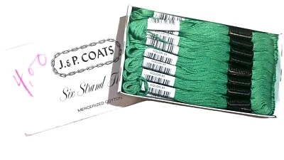 J&P Coats Embroidery Floss 91 Emerald Green Box of 24 -6 Strand Floss Mercerized - Image 1 of 2
