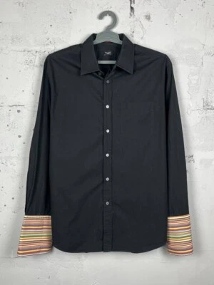 Camisa Paul Smith Algodón Negro Manga Rayas Hecha en Italia Foto 1 de 4