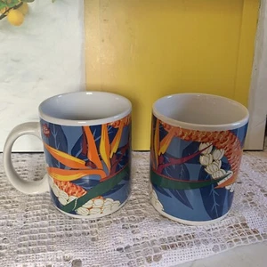 (2) 1999 Hilo Hattie Tropical Bird of Paradise Mug Coffee Tea Cup Hawaii White - Picture 1 of 7