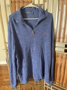 POLO by Ralph Lauren Men’s Navy 1/4 Zip sweater size XL Red Pony - Picture 1 of 10