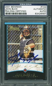 Astros John Buck Authentic Signed Card 2001 Bowman Rookie #142 PSA/DNA Slabbed - Picture 1 of 2
