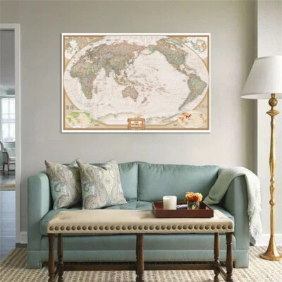 Mapa del mundo sin banderas 7x5 pies 5x3 pies mapa impresiones oficina estudio decoración Foto 1 de 4