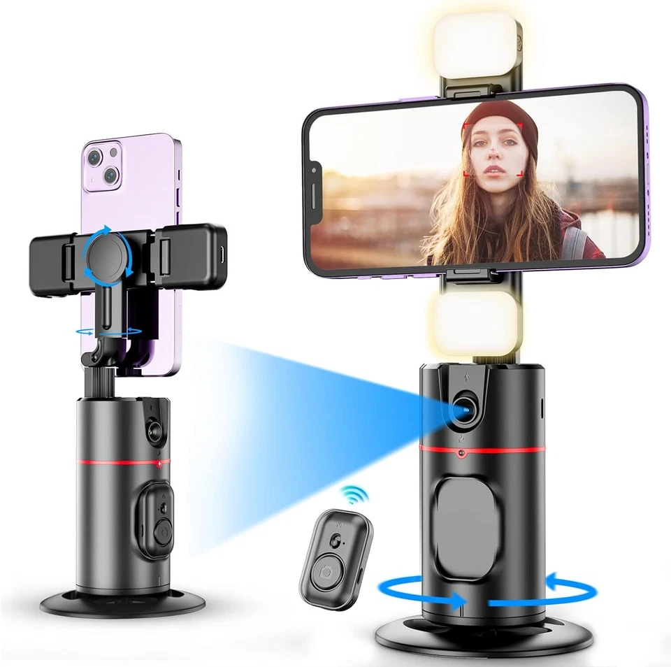 Auto Face Tracking Tripod, 360° Rotation Body Phone Camera Mount Smart Shooting - Image 1 of 4