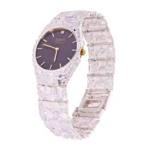 Sterlingsilber Nugget Armbanduhr Geneve Diamant Uhr 7-7,5" gerades Band 58g - Bild 1 von 4