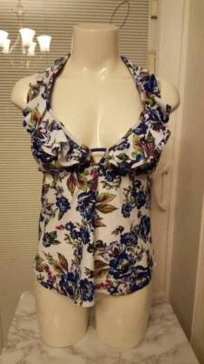 Nuevo A.N.A Traje de Baño Azul Floral Bralette Tankini Top de Natación Talla Pequeña S Foto 1 de 4