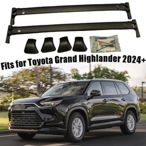 Fit Toyota Grand Highlander 2024 Black Crossbar Roof Rail Rack Cross Bar Luggage - Foto 1 di 13