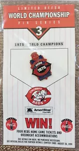 CINCINNATI REDS 5 TIME WORLD SERIES Lapel Pin #3 of 5 Coca-Cola / AMERISTOP Card - Picture 1 of 2