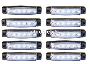 10 pcs White 24V 6 LED Side Front Marker Indicator Lights Lamp Truck Trailer E13 - Picture 1 of 1