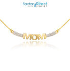 14k Two-Tone Gold Bend MOM Necklace with Diamonds