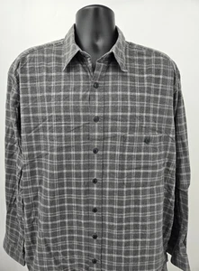 Eddie Bauer Flannel Shirt XLT TALL Gray Plaid Thermal Pocket Long Sleeve Men - Picture 1 of 14