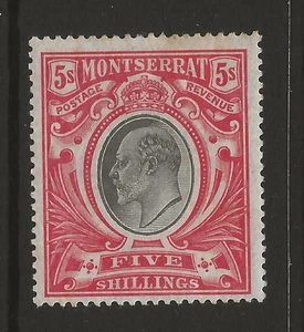 MONTSERRAT SG33 EDVII 5s Black and Red Green MINT Cat £160 UK P&P Free - Picture 1 of 2