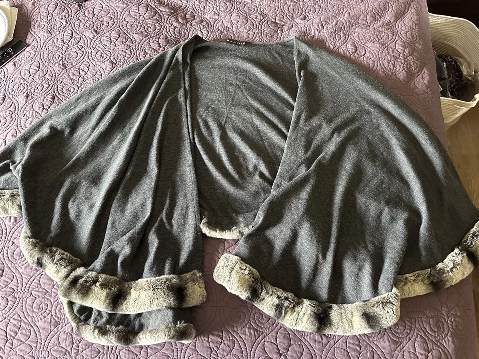 Amicale Merino Wool & Rabbit Gray  Luxury Shawl Wrap - Image 1 of 4