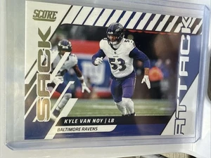 KYLE VAN NOY 2025 Score Sack Attack Card!! #2 BALTIMORE CORVENS nuovo - Foto 1 di 10