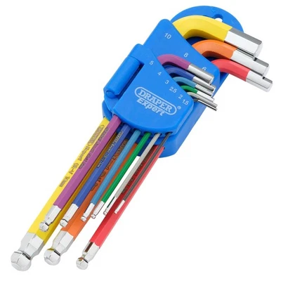 Draper Metric Coloured Hex and Ball End Key Set 9 Piece 66132 - Image 1 of 2